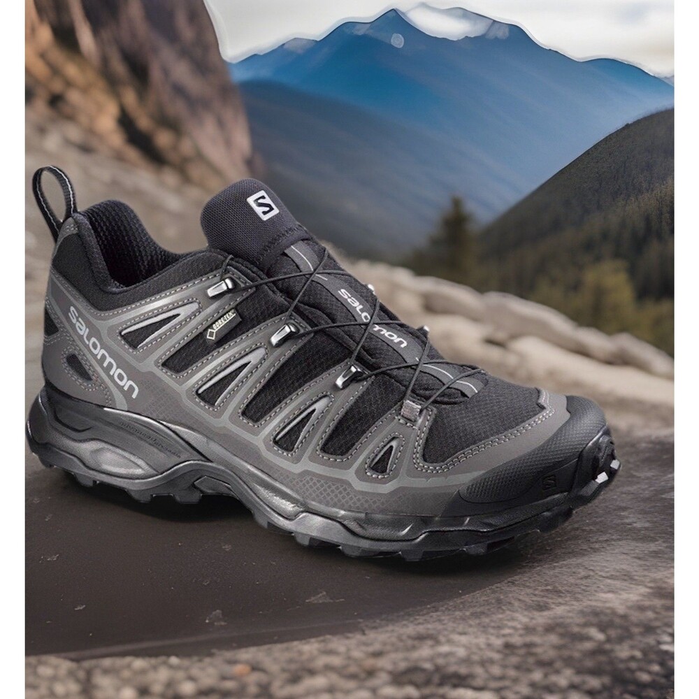 Salomon Men’s X Ultra 2 GTX Hiking Sneakers Black Autobahn Pewter Size 13 371560